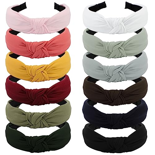 Hairband, 12 Pack Colorful Headbands for Women Non Slip Wide Girls Head Bands Cute Boho Natural Knotted Headbands Hair Accessories Womens Fashion - color: headbands 15
