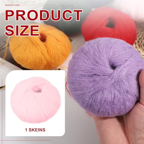 PATIKIL Mohair Yarn, Soft Yarn Faux Mohair Fuzzy Fur Fine Fluffy Yarns Thin for Crocheting Knitting Sweater Scarf Hat Crafts Blanket Rug, Pink - color: Pink