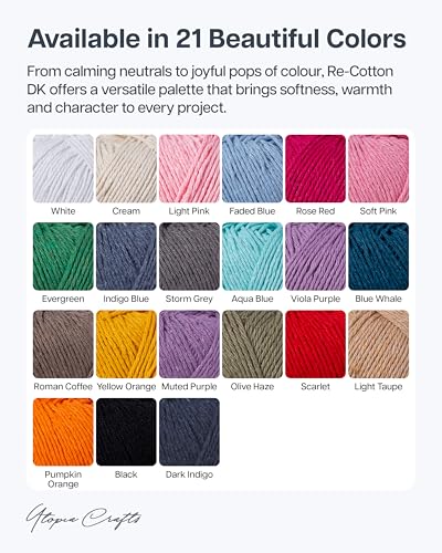 Re-Cotton Knitting Yarn 3X 100g / 3.52oz (White, 3 Pack) - color: White