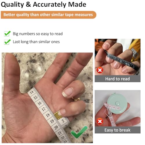 3-Pack Flexible Tape Measure Accurate Dual Scale Soft Measuring Tape for Sewing Tailor Craft Ruler, Perfect for Body Measurements, Weight Loss, Clothing, Seamstress, Sewing Supplies, 150cm/60 inch - color: Yellow