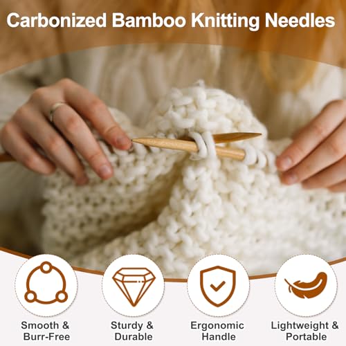 HARFINGTON 4Pcs Double Pointed Knitting Needles Size US 10.75 (7mm) 16" Long Carbonized Bamboo Straight Knitting Needles for Beginners Handmade Creative DIY Craft Yarn Projects - size: Size US 10.75 (7mm)