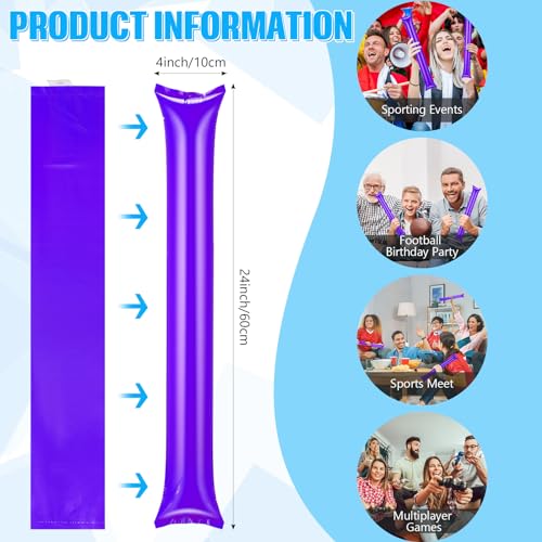 36 Pcs Cheerleading Pom Poms Thunder Sticks and Hand Clappers - color: purple