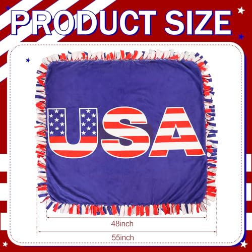 Chumia 2 Pcs/1 Set Patriotic Throw Blanket American Flag Blankets 57 x 57'' - style: Independence Day American Flag