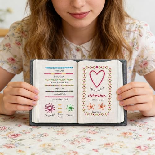 86 Pcs Embroidery Stitch Book Kit Beginner Sewing Stitch Practice Set | 86pcs embroidery sampler book 106 patterns, step-by-step guide, for beginners, adults, craft lovers, gifts.
