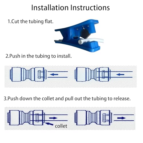 NSF 3/8" inch Water Line Tubing and Push to Connect Fittings for Reverse Osmosis Water Filter RO fittings (Feed water adapter Kits), 11 pcs connetors+30 feet 3/8" O.D. (9.5mm) water tubing. - style: 3/8"(11pcs+30feet)