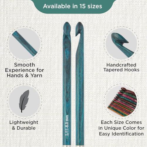 KnitPro Dreamz Afghan/Tunisian Crochet Hook | US Size L (8mm) - size: L (8.00 mm)