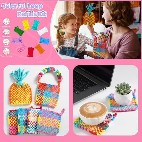 CCTVRTV 504 PCS Weaving Loom Loops Refill for Potholder Loom kit | Elastic DIY Arts and Crafts Loops Supplies for Kids Beginners, Perfect Birthday Gifts for 5 6 7 8-12 13 Year Old Girls - color: Multicolored