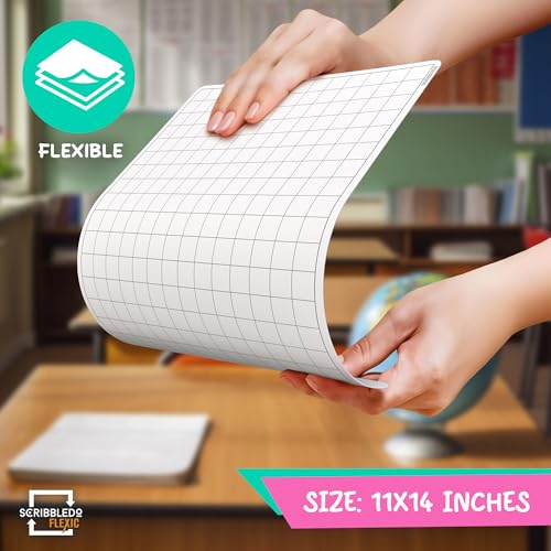 SCRIBBLEDO Large Grid Dry Erase Sheets 11”x14” Math Practice Small White Board Sheets Math Manipulatives Quad Graph Whiteboard Sheets Math Supplies Homeschool Teacher Students Classroom Pack of 10 - color: Extra Large Grids
