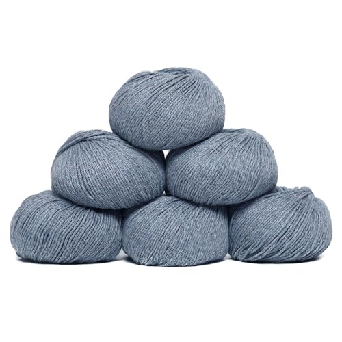 100% Baby Alpaca Yarn 6 Skeins 300g DK Weight Knitting Crochet H. Sky Blue | Made in Peru with natural warmth and softness featuring 654yd of premium fiber ideal for scarves shawls sweaters and more - color: Heather Sky Blue, size: DK - 6 Skeins