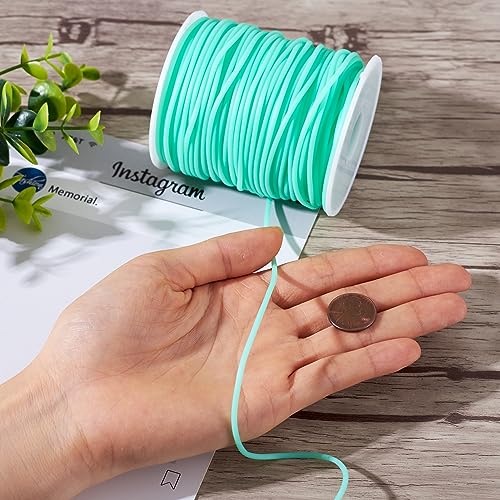 Beadthoven 2mm Hollow Pipe Rubber Tube Cords, 54.68Yards Barber Cord for Knitting Stitch Holder, Tubing Rubber Cord with Spool for Bracelet Jewelry Making DIY Crafts 1mm Hole - Aquamarine - color: Aquamarine, size: 2mm