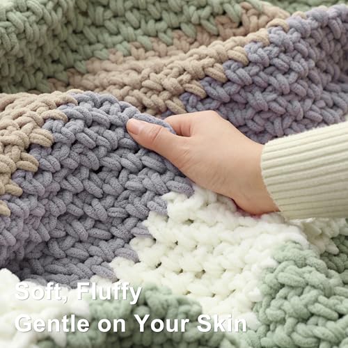 #6 Super Bulky Blanket Yarn for Crocheting - 4 Skeins(Each 10.5oz/300g, 220yds/201m), Chunky Chenille Thick Plush Big Soft Yarn for Crocheting Knitting Blankets, Country Blue - color: Country Blue