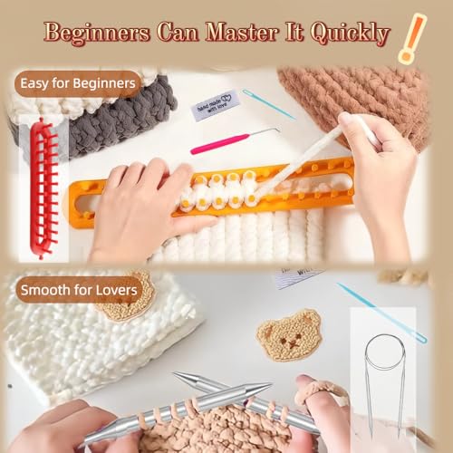 Yarniss Knitting Loom Kits，Knitting Scarf Kits with Gray Yarn - color: Gray