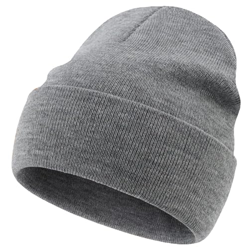 100% Cotton Beanie Lengthen Cuffed Beanies Knit Winter Hats Unisex | Double-Layer Warmth,Ultra-Soft 100% Cotton Knit,Long Non-itchy,Snug No-Slip Stretch Fit,Warm Winter Skull Cap - color: 1-light Grey