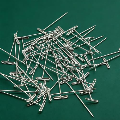 T Pins,50 Pack 2 Inch Sewing Pins for Blocking Knitting, Wig Making and Crafts, Modelling,Straight Pins T-Pins Stainless Steel Nickel Plated with Storage Box
