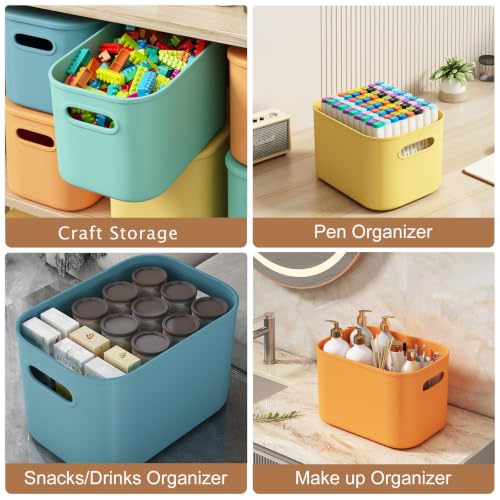 ORGIDOL 8 Pack Colorful Storage Bins with Lids Stackable Storage Container for Organizing, Storage Boxes with Handle for Shelves, Cute Storage Bin for Craft, Snacks, 9.85x6.9x5.7 inch - color: Colorful, size: 8 Pack