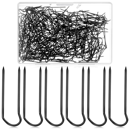 MTLEE 200 Pieces Fork Pins for Quilting Sewing Double Needlecraft Blocking Stainless Steel U-pins for DIY Sewing Jewelry Craft Making, 0.91 x 0.2 Inch(Black) - color: Black