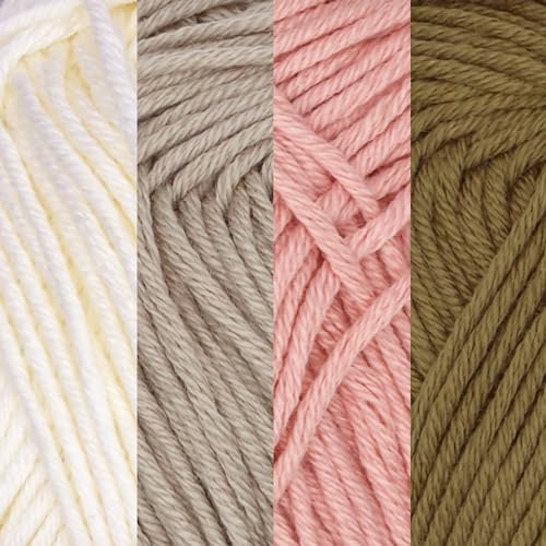 JubileeYarn Bamboo Cotton Sport Yarn - 50g/Skein - Shades of Neutral Tones - 4 Skeins - color: Shades of Neutral Tones, size: 4 Skeins