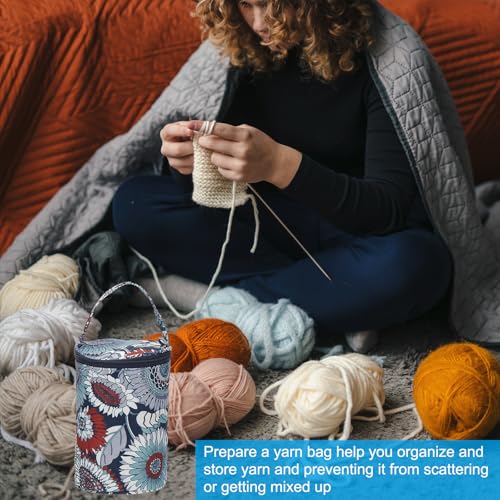 PATIKIL Knitting Bag for Yarn Crochet Organizer Strap Case Holder Blue Red | Storage, Small Size, with Pocket, for Crocheting Supplies Needles Hooks