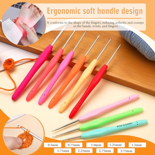 SHWAKK Crochet Hook, 2.75 mm Ergonomic Crochet Hook for Arthritic Hands | Crochet Needles, Knitting Needles with Soft Handle Beginners and Experienced Hobbyists(2.75 mm) - size: 2.75mm