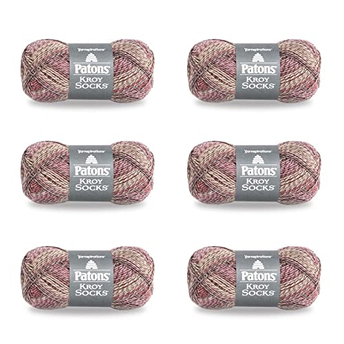 Patons Kroy Socks Brown Rose Marl Yarn - 6 Pack of 1.75oz/50g - Blended Fiber - 166 Yards - Knitting, Crocheting & Crafts - color: Brown Rose Marl
