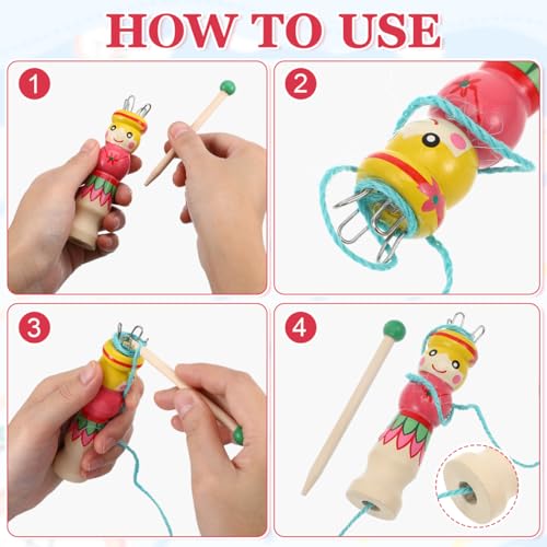 French Knitter Knitting Spool Wood Knitting Tool Wood Yarn Knitting Doll Maker Carfts Wooden Knitter with Needle | Wood Knitting Tool, Includes Needle, Works with Wool, Cotton, Silk and Synthetic Yarn, for Beginners