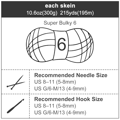 Chunky Chenille Yarn #6 Super Bulky Soft Fluffy Crochet | Easy care & beginner-friendly. Choose 0.66lb or 1.76lb. Perfect for blankets, hats, scarves, home decor. Machine washable. - color: Cream, size: 0.66LB/215yds