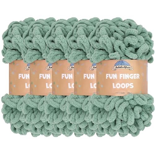 JubileeYarn Fun Finger Loops Yarn, Hunter, 100g/Skein, 5 Skeins | Jumbo, Polyester - color: 038 Hunter