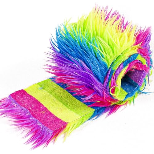 Rainbow A 2x60Inch Faux Fur Shaggy Plush Faux Fur, Fabric Precut Strips Fluffy Fuzzy Faux Fur, Craft Beard Hair, Beard Miniature Dolls Rugs Mats Gift, Winter Halloween Christmas Costume Party Decor - color: Rainbow a