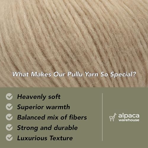Baby Alpaca Merino Yarn 3 Skeins 150g Worsted Weight Knitting Almond Latte | Pullu baby alpaca merino blend made in Peru 3 skeins 150g 426yd total for knitting and crochet sweaters scarves and hats - color: Almond Latte