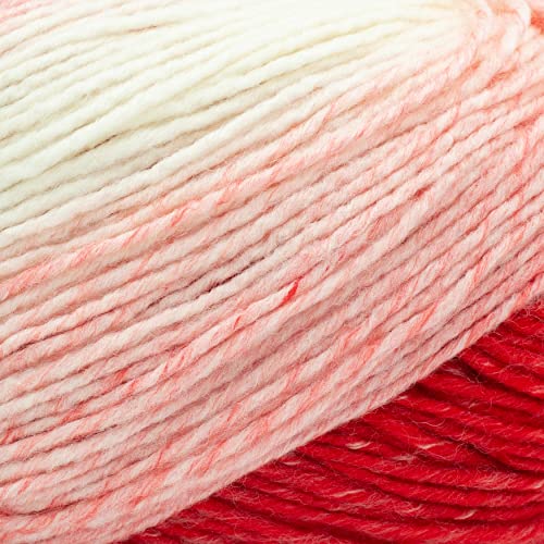 Lion Brand Yarn Scarfie Yarn, Red/Cream | Bulky Acrylic Wool Blend Knit & Crochet Fiber for Self-Striping Scarves, Colorful Cardigans, Chunky Blankets, Hats - color: Red/Cream, size: 1 Pack