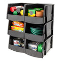 IRIS USA 6-Pack, Extra Large Stackable Storage Bins, Black | Organize small parts, hardware, craft supplies, pantry items, and household essentials with open-front access, stackable bins - size: X Large - 6 Pack