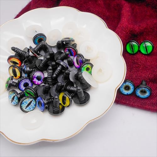 JJGQAZ 16 Pairs Dragon Eye Safety Eyes with Washer for Stuffed Animal Eyes Amigurumi Crochet Craft Eyes for Teddy Bear Doll Making Supplies (10MM) - size: 10MM