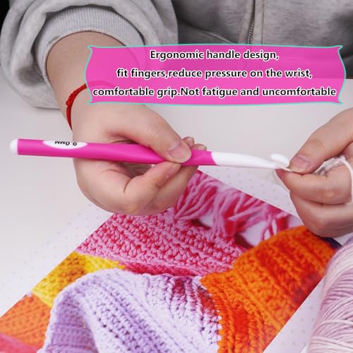 Hobekoee 9mm Large Crochet Hook,Big Crochet Hooks for Chunky Yarn,Extra Long Crochet Hooks with Soft Ergonomic Handle for Crocheting Yarn,Wool Roving - size: 9mm