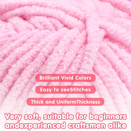 Mooaske Chenille Yarn for Crocheting, 300g/393yds Fluffy Baby Blanket Yarn | Soft plush thick chenille yarn for crocheting. 300g/393yd total. Ideal for baby blankets, amigurumi, scarves & home decor. - color: Light Grey
