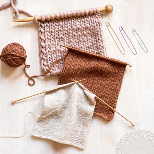 DIHUHAY 7-Pair Bamboo Knitting Needle Set - Natural Long Wooden Knitting Needles, Suitable for Beginners and Professionals to Knit Sweaters, Scarves, Shawls, Blankets, and Hats