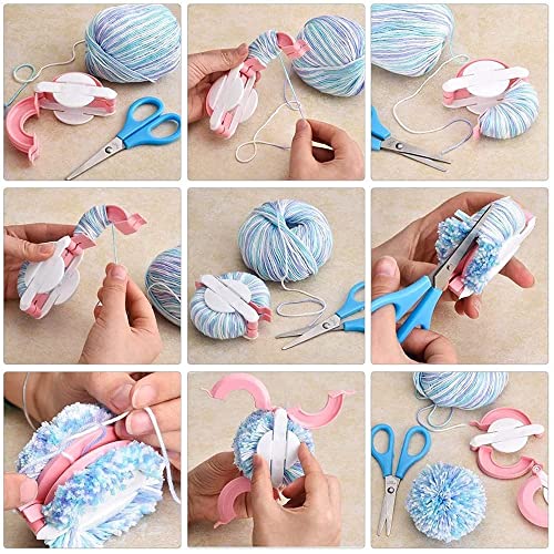 RRigo Pom Pom Maker, 4 Sizes Pompom Maker Tool Set for Fluff Ball Weave DIY Wool Yarn Knitting Craft Project for kitting Lover(30)