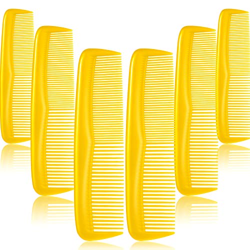 Leinuosen 12 Pieces Pocket Hair Combs, Fine Tooth Combs, Yellow | Plastic Hair Care for Men Women, Portable Travel Size, for Barber Salon Hair Dressing Use, Not Breakable, Peines Para Cabello - color: Yellow