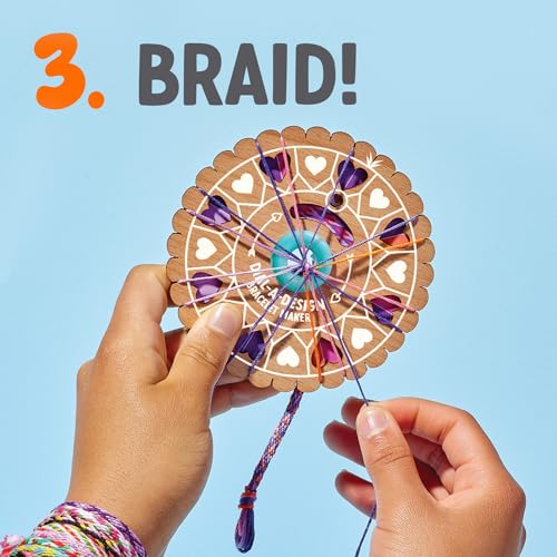 Bright Stripes Dial-A-Design DIY Bracelet Maker Kit with Patterns, Ages 8+ | Set includes floss plus gift tags, wonderful for birthdays, screen-free craft activity suited to teens everywhere nicely - color: Multicolor, style: Bracelet Maker