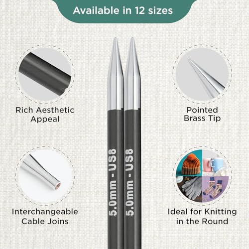 KnitPro Karbonz Interchangeable Circular Needle 5" (13cm) | US Size 8 (5mm) - size: US 8 (5mm)