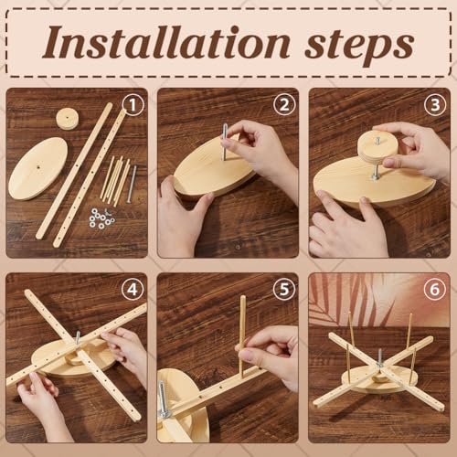 BENECREAT Portable Amish Style Yarn Swift Winder, Desktop Standing Needlecraft Finishing Tool with Oval Base for Wool, Yarn and Embroidery Thread - style: Oval Base