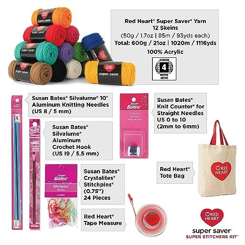 Red Heart Stitchers Kit with Bag and Accessories, Yarn for Crocheting - size: Medium
