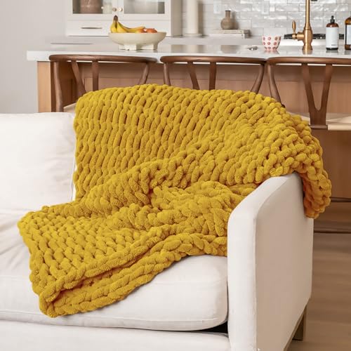 10 Pack Turmeric Fuzzy Chunky Yarn for Hand Knitting, Bulky Thick Fluffy Chenille Yarn for Crocheting, 240yds/70.5oz Jumbo Crochet Yarns, Soft Chunky Knit Blanket Yarns for Crochet - color: 10 Turmeric
