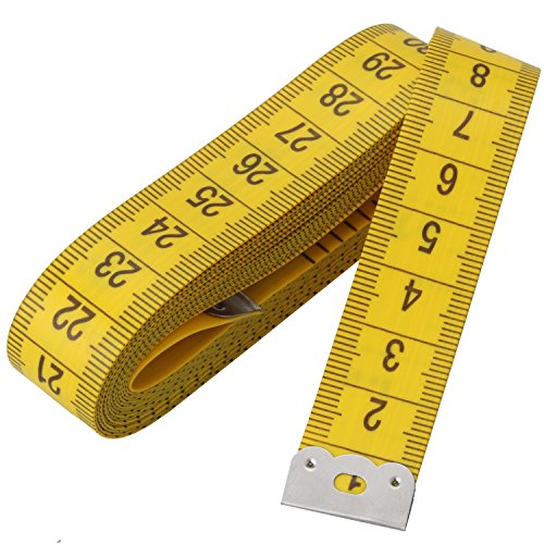 Wisdompro 120" Soft Tape Measure for Sewing, Cloth, Body Measuring, Yellow | PVC Fiberglass 300 cm Ruler, 0.75 Inch Wide, Tailor's Flexible Fabric Measurement, Indexed in Metric & Standard Units, Single - color: 120 Inch, 1 Pack Yellow