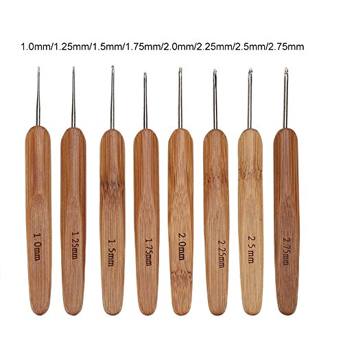 20pcs Bamboo Crochet Hooks Needles Knit Weave Craft Yarn DIY Sewing Tools Knitting Bamboo Crochet Hook Set with Case DIY Tools
