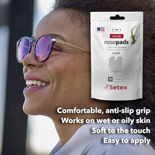 Setex Gecko Grip 1.0mm Anti Slip Nose Pads for Glasses, 5 Pair, Blue | Each Non Slip Nose Pad Has 2,500 Gecko Inspired Micro Fibers, Secures Glasses in Wet, Sweaty and Oily Conditions, Made in USA - color: 5 Blue Pairs
