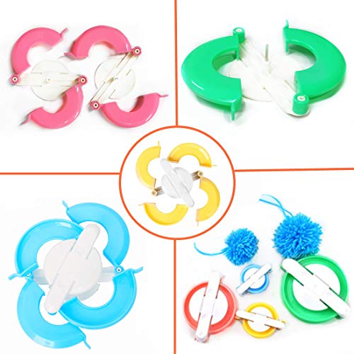 Pom Pom Maker 4 Sizes Fluff Ball Weaver DIY Wool Knitting Craft Kit with 1PC Scissors - size: 5