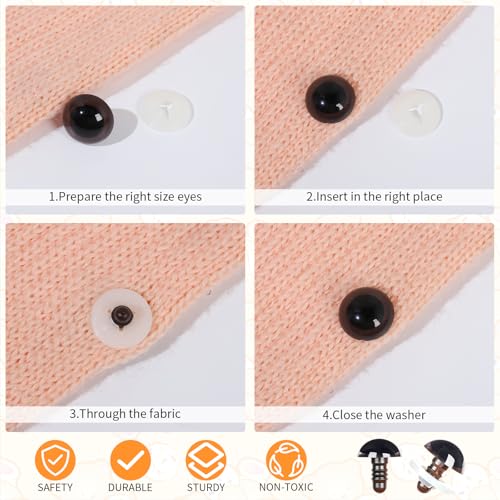 MUCUNNIA 80pcs Safety Eyes for Crocheting with Washers 18-30mm Brown Safety Eyes for Crochet Craft Safety Eyes Gift for Crochet Lovers Christmas Decorations Stuffed Animals Crafting - size: 18-30mm