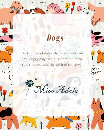 Miss Adola Aesthetic Tote Bag for Girls - with Magnetic Buckle and Zipper Inner Pocket for Women Lady Canvas Cotton Tote Bag - color: Dogs