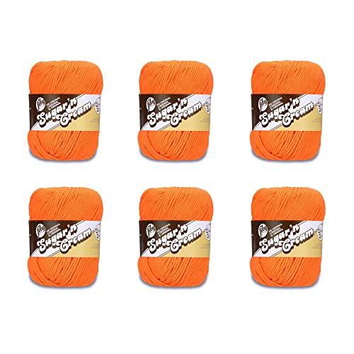 Lily Sugar'n Cream Super Size, Soft Cotton Crochet Yarn, Hot Orange 6-Pack | #4 Worsted Yarn, 100% Cotton, Soft Crochet Yarn for Dishcloths, Kitchen, Knitting & DIY Crafts, 200yds, 113g/4oz per skein - color: Hot Orange, size: 6 Pack, style: Sugar'N Cream