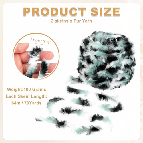 PATIKIL 70 Yards Fur Yarn, 2 Skeins 100 Grams Soft Plush Fluffy Chunky Polyester Faux Fur Eyelash Yarn for Crocheting Hand Knitting Blanket Hats Crochet Crafting, Emerald Green - color: Emerald Green